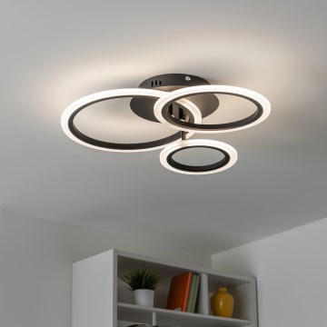 Brilagi - LED Dimmable surface-mounted chandelier ORBITS LED/40W/230V 3000-6500K black + remote control