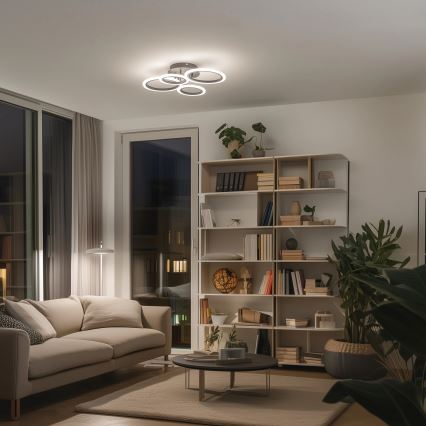 Brilagi - LED Dimmable surface-mounted chandelier ORBITS LED/50W/230V 3000-6500K anthracite + remote control