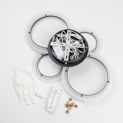 Brilagi - LED Dimmable surface-mounted chandelier ORBITS LED/50W/230V 3000-6500K anthracite + remote control