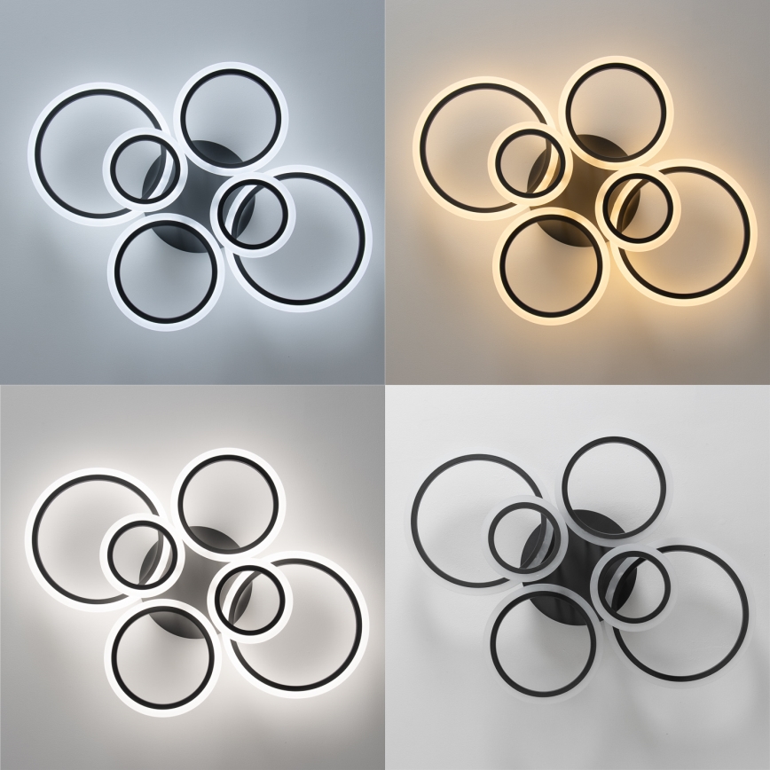 Brilagi - LED Dimmable surface-mounted chandelier ORBITS LED/85W/230V 3000-6500K anthracite + remote control