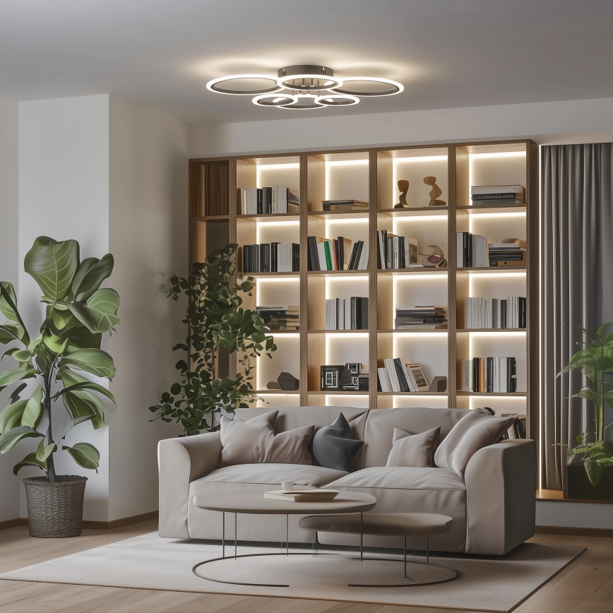 Brilagi - LED Dimmable surface-mounted chandelier ORBITS LED/85W/230V 3000-6500K black + remote control
