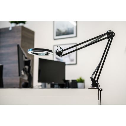Brilagi - LED Dimmable table lamp with a magnifying glass LENS LED/12W/5V 3000/4200/6000K black