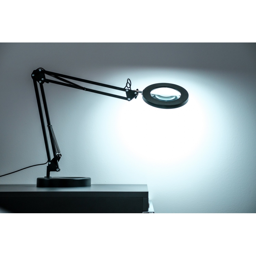 Brilagi - LED Dimmable table lamp with a magnifying glass LENS LED/12W/5V 3000/4200/6000K black