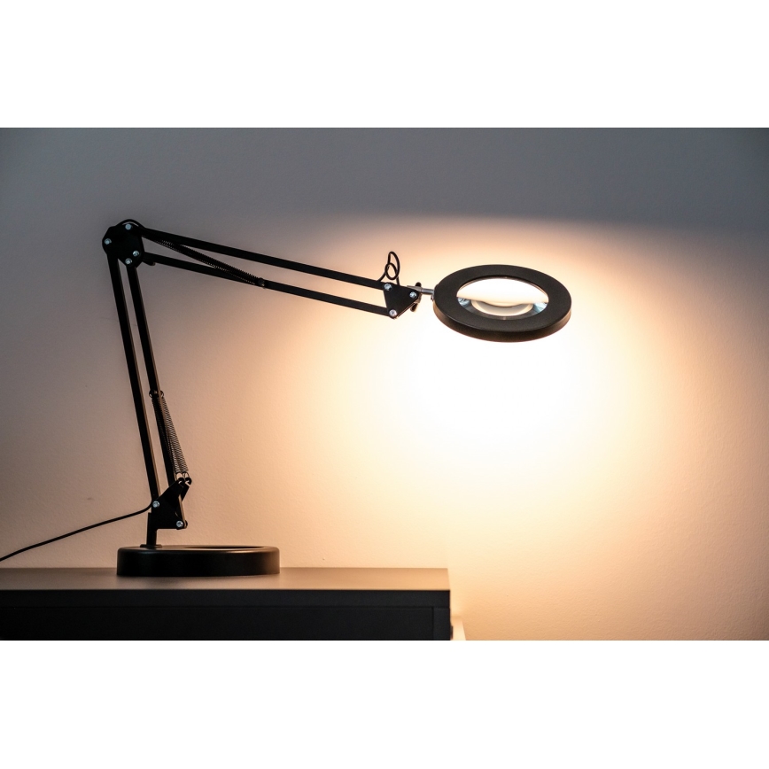 Brilagi - LED Dimmable table lamp with a magnifying glass LENS LED/12W/5V 3000/4200/6000K black