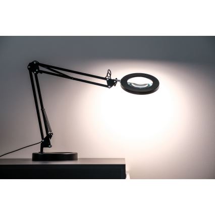 Brilagi - LED Dimmable table lamp with a magnifying glass LENS LED/12W/5V 3000/4200/6000K black