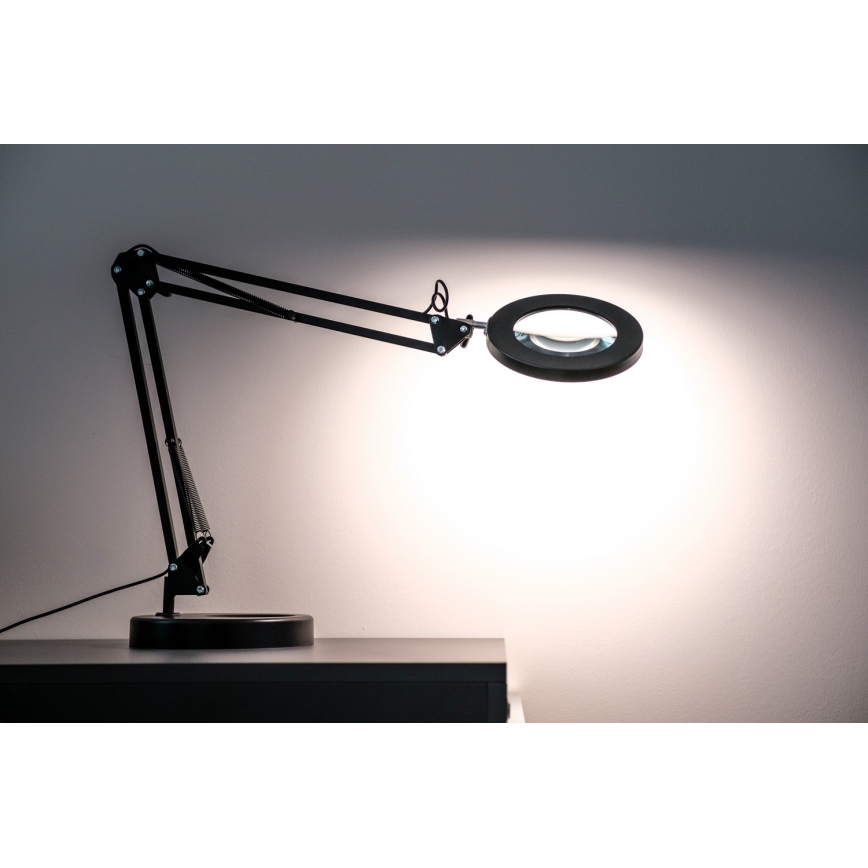 Brilagi - LED Dimmable table lamp with a magnifying glass LENS LED/12W/5V 3000/4200/6000K black