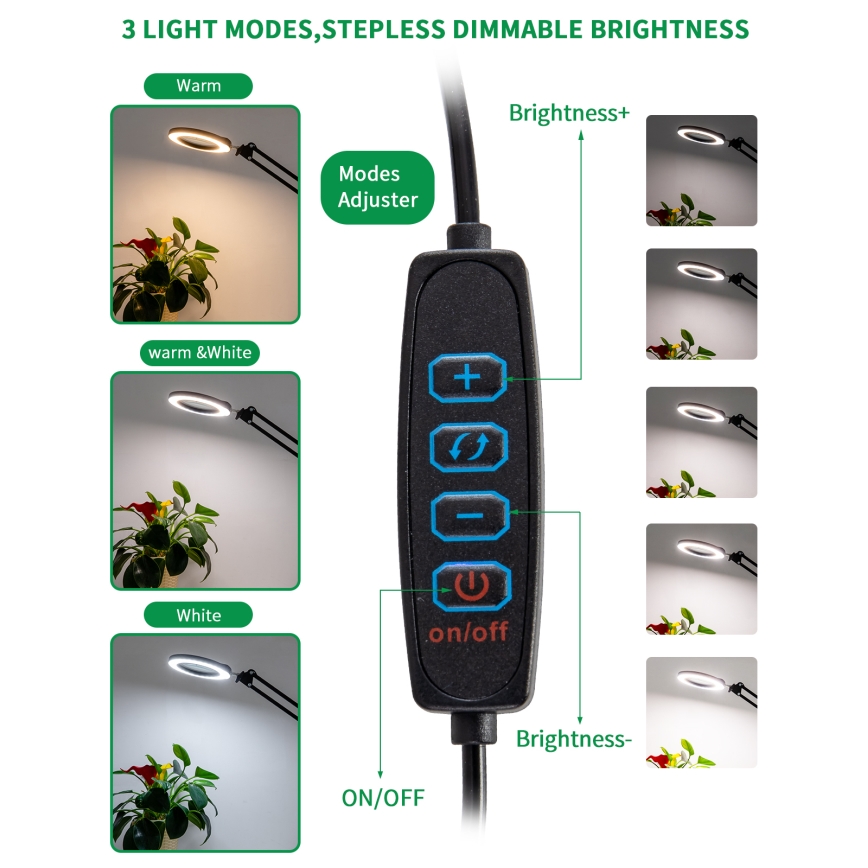 Brilagi - LED Dimmable table lamp with a magnifying glass LENS LED/12W/5V 3000/4200/6000K black