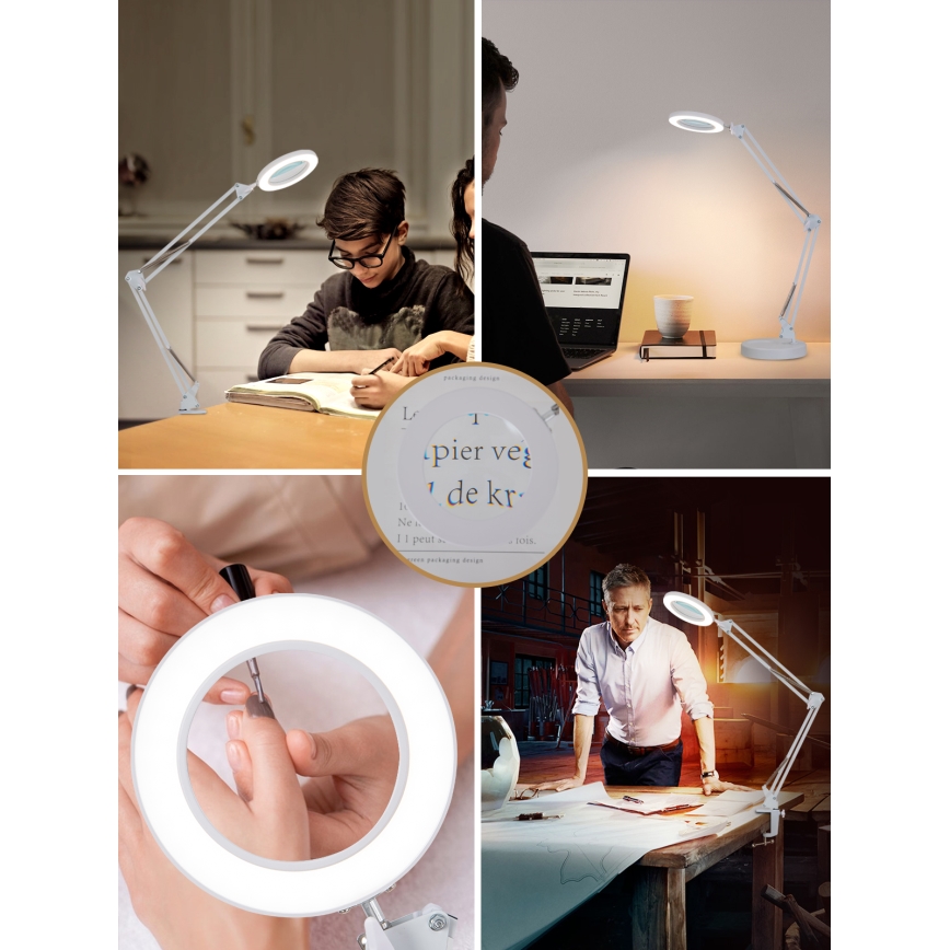 Brilagi - LED Dimmable table lamp with a magnifying glass LENS LED/12W/5V 3000/4200/6000K white