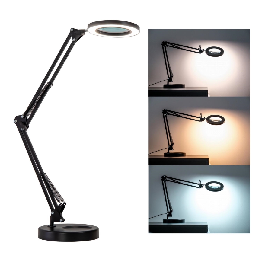 Brilagi - LED Dimmable table lamp with a magnifying glass LENS LED/12W/5V 3000/4200/6000K black