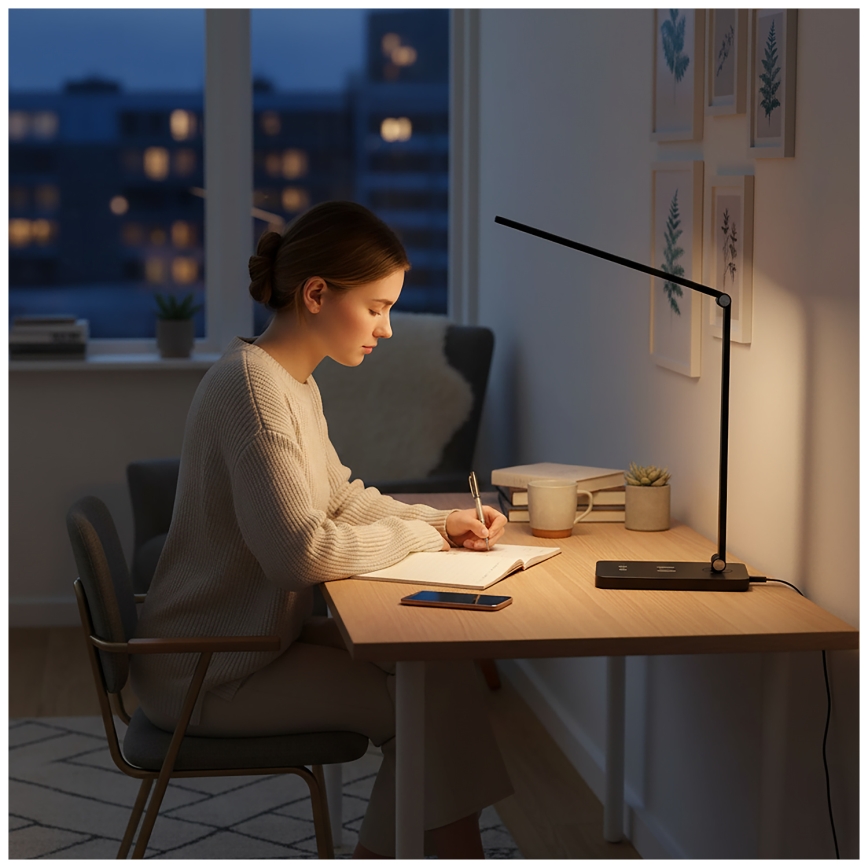 Brilagi - Dimmable LED touch desk lamp with Qi wireless charging MODO CHARGE LED/7W/5V 3000/4000/6000K black