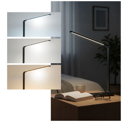 Brilagi - Dimmable LED touch desk lamp with Qi wireless charging MODO CHARGE LED/7W/5V 3000/4000/6000K black