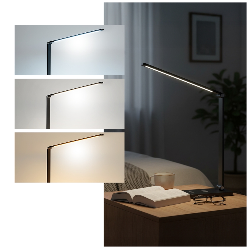 Brilagi - Dimmable LED touch desk lamp with Qi wireless charging MODO CHARGE LED/7W/5V 3000/4000/6000K black