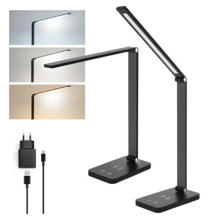 Brilagi - Dimmable LED touch desk lamp with Qi wireless charging MODO CHARGE LED/7W/5V 3000/4000/6000K black