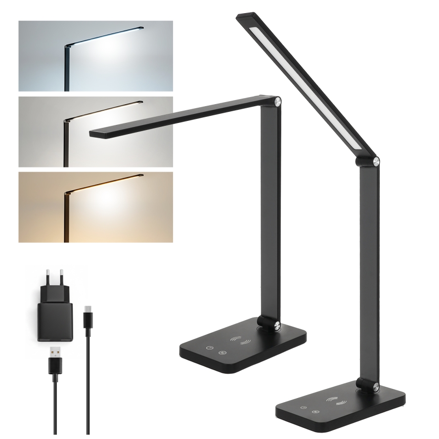 Brilagi - Dimmable LED touch desk lamp with Qi wireless charging MODO CHARGE LED/7W/5V 3000/4000/6000K black