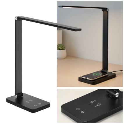 Brilagi - Dimmable LED touch desk lamp with Qi wireless charging MODO CHARGE LED/7W/5V 3000/4000/6000K black