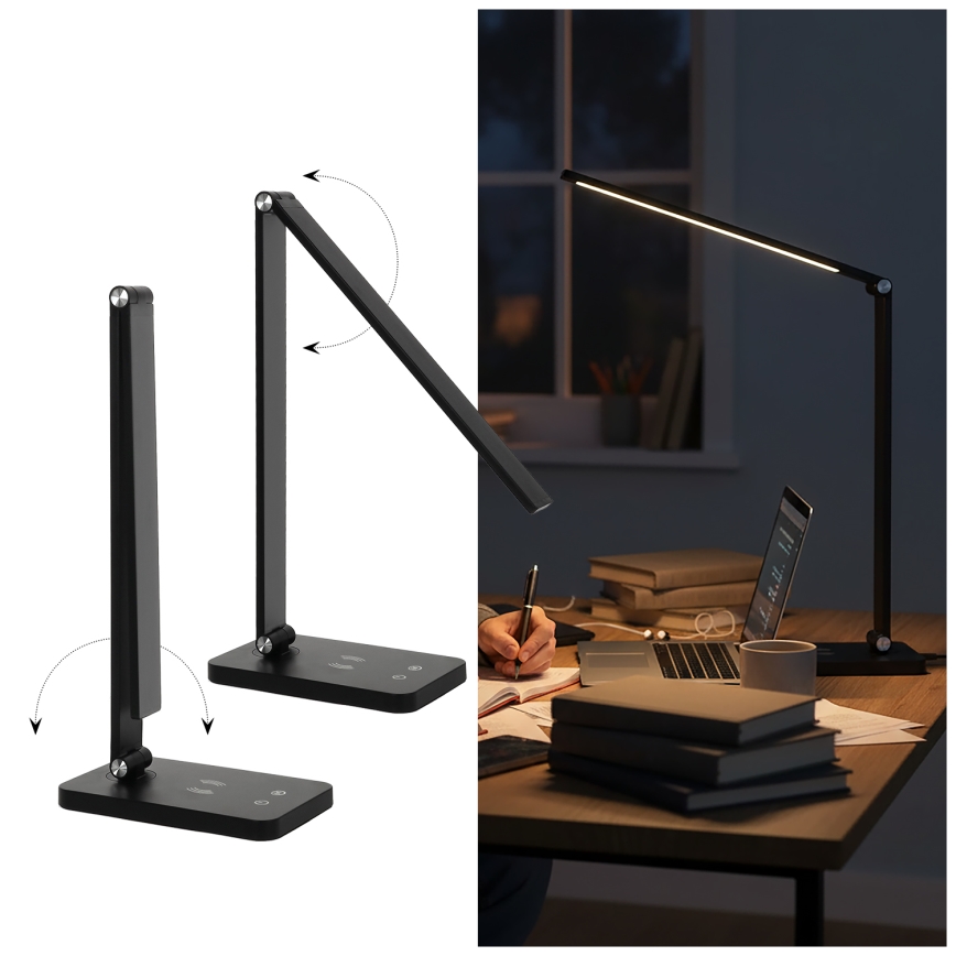 Brilagi - Dimmable LED touch desk lamp with Qi wireless charging MODO CHARGE LED/7W/5V 3000/4000/6000K black