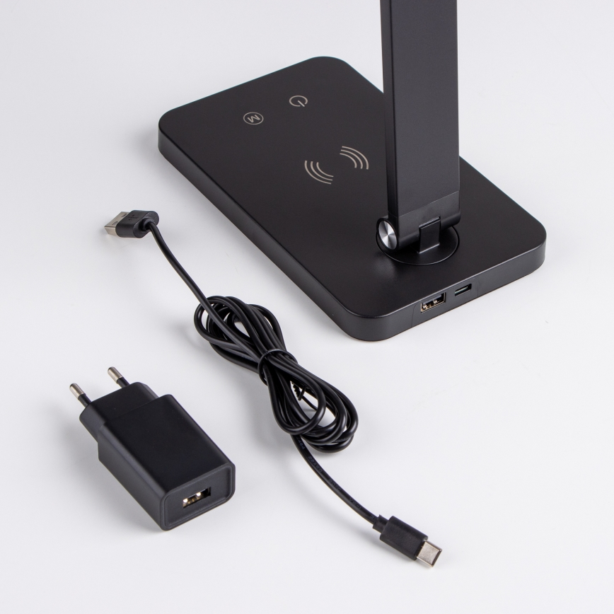 BRILAGI - Dimmable LED touch desk lamp with Qi wireless charging MODO CHARGE LED/7W/5V 3000/4000/6000K black