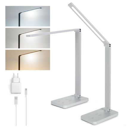 Brilagi - Dimmable LED Touch Desk Lamp with Qi Wireless Charging MODO CHARGE LED/7W/5V 3000/4000/6000K white