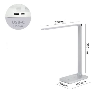 Brilagi - Dimmable LED Touch Desk Lamp with Qi Wireless Charging MODO CHARGE LED/7W/5V 3000/4000/6000K white
