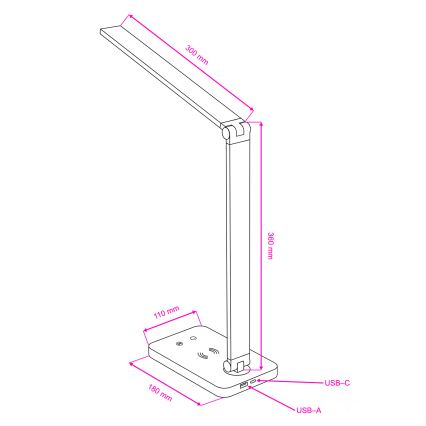 BRILAGI - Dimmable LED Touch Desk Lamp with Qi Wireless Charging MODO CHARGE LED/7W/5V 3000/4000/6000K white