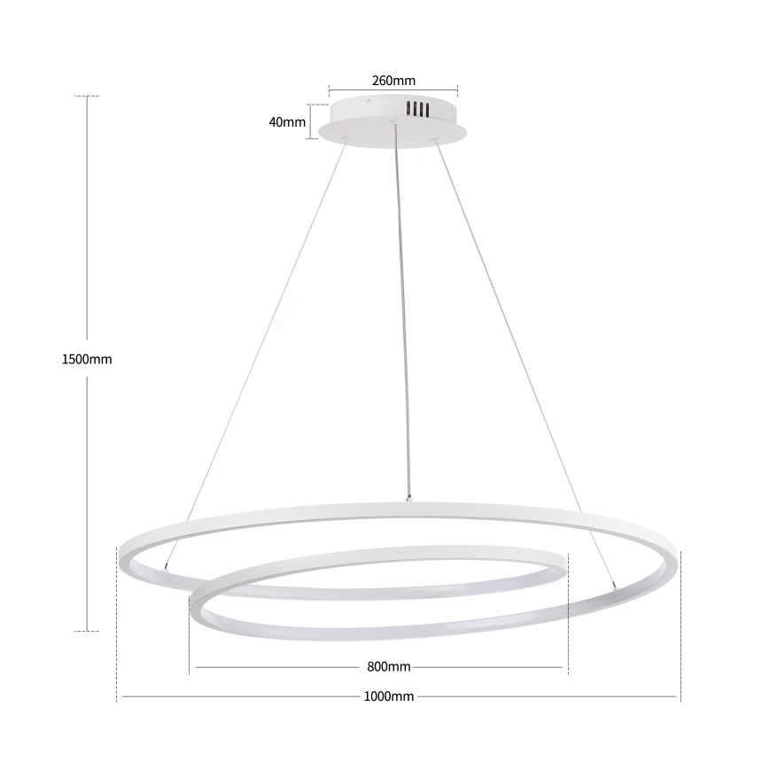 Brilagi - Dimmable TWISTER LED Pendant on Cable LED/105W/230V 3000–6000K Ø100 cm White + Remote Control