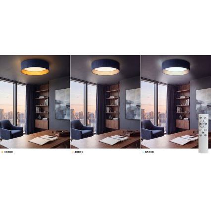 BRILAGI - VELVET SMART VARI Dimmable LED Ceiling Light LED/36W/230V 3000-6500K Ø 55 cm Blue/Gold + Remote Control