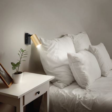 Brilagi - LED RGBW Dimmable Wall Spotlight SELE 1xGU10/6W/230V 3000K Black/Gold + Remote Control