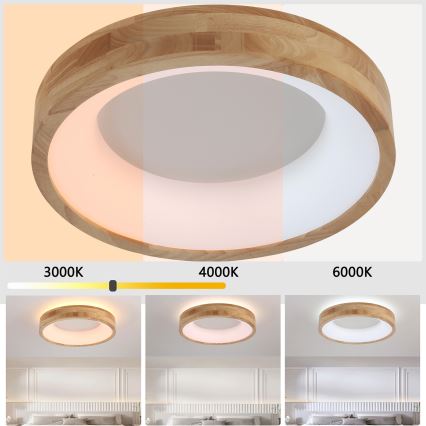 Brilagi - FALCON WOOD LED Ceiling Light, 30W, 230V, 3000/4000/6000K, Ø45 cm, Wood