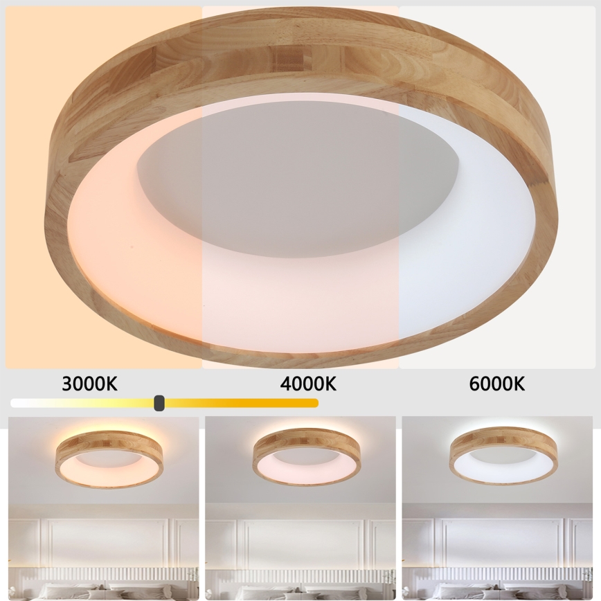 Brilagi - FALCON WOOD LED Ceiling Light, 30W, 230V, 3000/4000/6000K, Ø45 cm, Wood