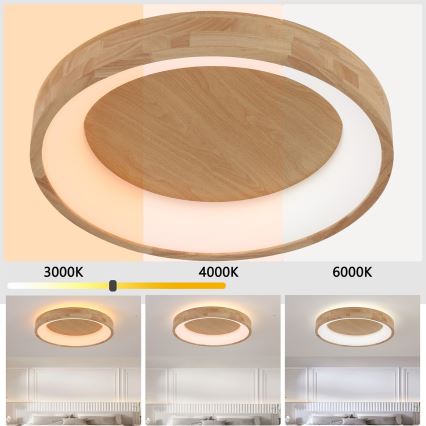 Brilagi - FALCON WOOD LED Ceiling Light LED/40W/230V 3000/4000/6000K Ø 60 cm wood