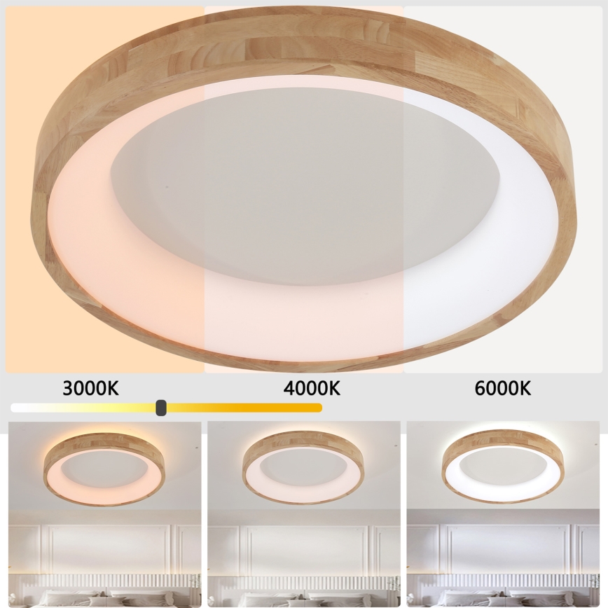 Brilagi - LED Ceiling Light FALCON WOOD LED/40W/230V 3000/4000/6000K Ø 60 cm wood
