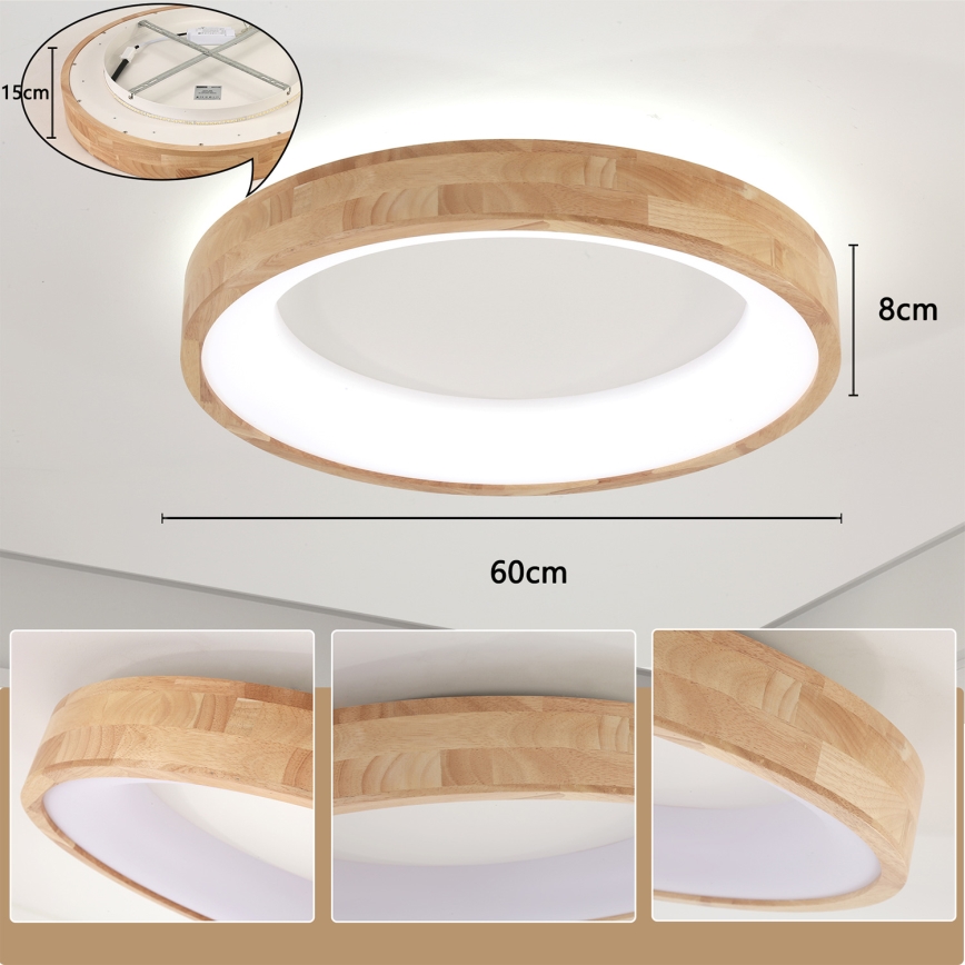 Brilagi - LED Ceiling Light FALCON WOOD LED/40W/230V 3000/4000/6000K Ø 60 cm wood