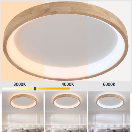 Brilagi - FALCON WOOD LED Ceiling Light, 60 W, 230 V, 3000/4000/6000 K, Ø 80 cm, wood