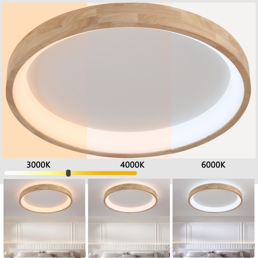Brilagi - FALCON WOOD LED Ceiling Light, 60 W, 230 V, 3000/4000/6000 K, Ø 80 cm, wood
