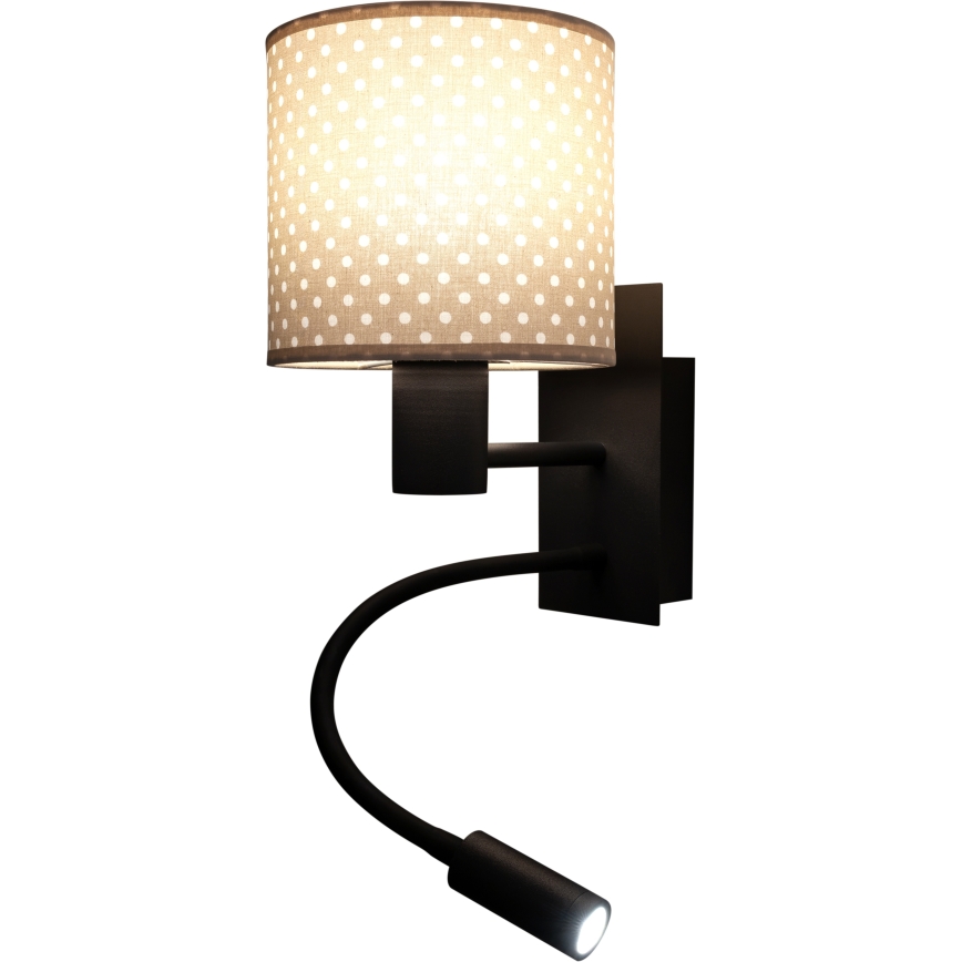 BRILAGI - LED Flexible Wall Lamp BOBO 1x E27/25W/230V + LED/3W Black/Beige/Polka Dots