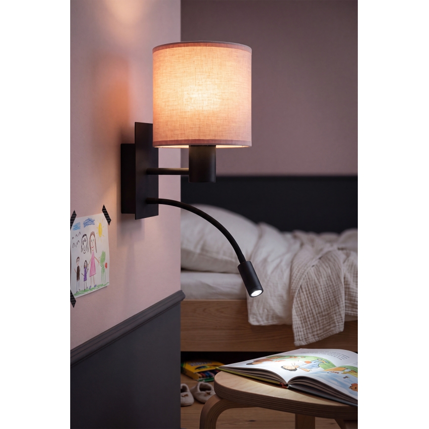 BRILAGI - BOBO Flexible LED Wall Lamp 1xE27/25W/230V + LED/3W black/pink
