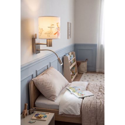 BRILAGI - LED Kids' Flexible Wall Lamp BOBO 1xE27/25W/230V + LED/3W matte chrome/white/animal motifs