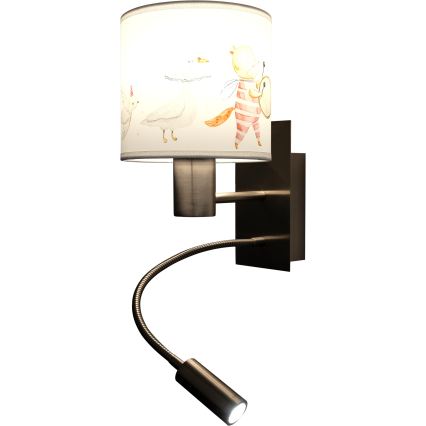 BRILAGI - LED Kids' Flexible Wall Lamp BOBO 1xE27/25W/230V + LED/3W matte chrome/white/animal motifs