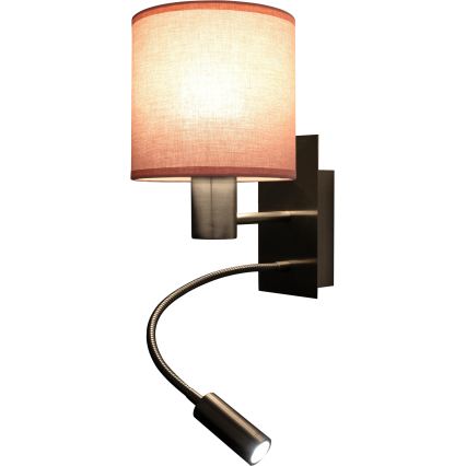 BRILAGI - LED Flexible Wall Lamp BOBO 1xE27/25W/230V + LED/3W matte chrome/pink