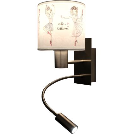 BRILAGI - LED Kids' Flexible Wall Lamp BOBO 1xE27/25W/230V + LED/3W matte chrome/white/pink/ballet slippers