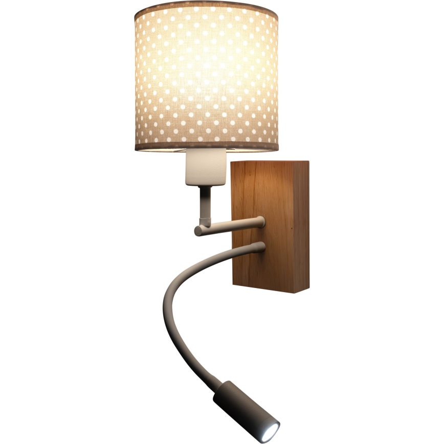 BRILAGI - LED Children's Flexible Wall Lamp BOBO WOOD 1xE27/25W/230V + LED/3W oak/white/beige/polka dots