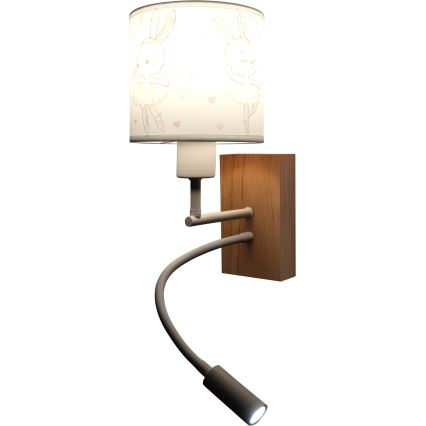 BRILAGI - LED Kids' Flexible Wall Lamp BOBO WOOD 1xE27/25W/230V + LED/3W oak/white/bunnies