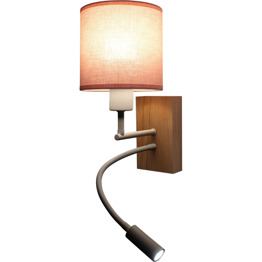 BRILAGI - LED Flexible Wall Lamp BOBO WOOD 1xE27/25W/230V + LED/3W oak/white/pink
