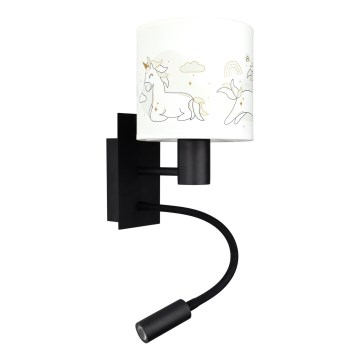 BRILAGI - LED Flexible Children's Wall Lamp BOBO 1xE27/25W/230V + LED/3W black/white/unicorns
