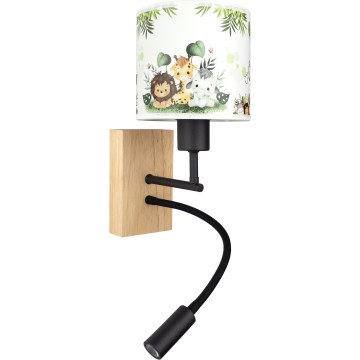 BRILAGI - LED Flexible Children's Wall Lamp BOBO WOOD 1xE27/25W/230V + LED/3W oak/black/white/green/jungle