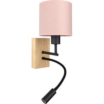 BRILAGI - LED Flexible Wall Lamp BOBO WOOD 1xE27/25W/230V + LED/3W oak/black/pink