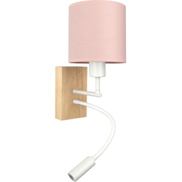 BRILAGI - LED Flexible Wall Lamp BOBO WOOD 1xE27/25W/230V + LED/3W oak/white/pink