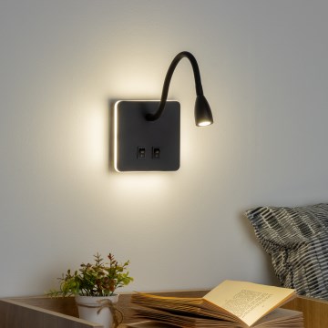 Brilagi - LED Flexible wall lamp MAYA Double LED/4W/230V + LED/3W black