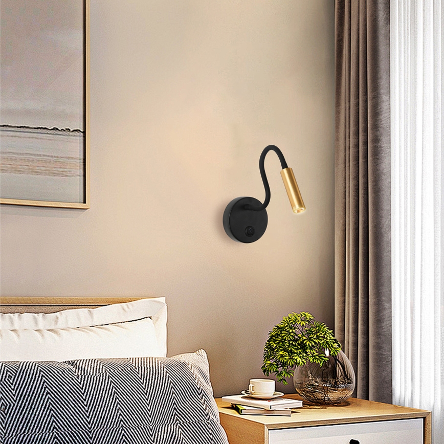 Brilagi - LED Flexible wall lamp MAYA LED/3W/230V 4000K black/gold