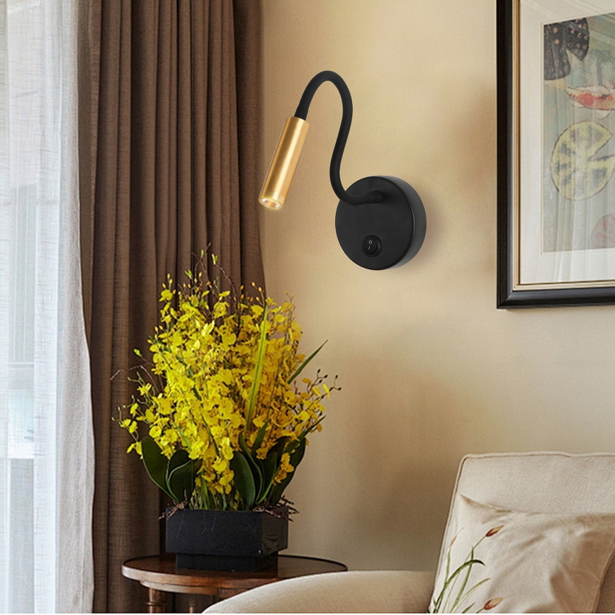 Brilagi - LED Flexible wall lamp MAYA LED/3W/230V 4000K black/gold